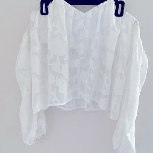 Lace corset blouse with attached sleeves
